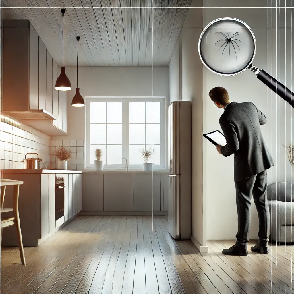 투자자가 임대 부동산 내부를 확인하며 점검하는 모습