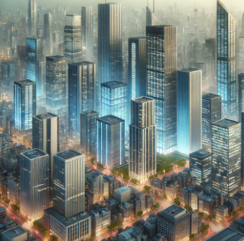 고층의 빌딩이 모여있는 도심