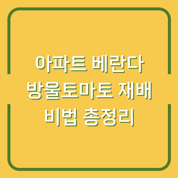 아파트 베란다 방울토마토 재배 비법 총정리