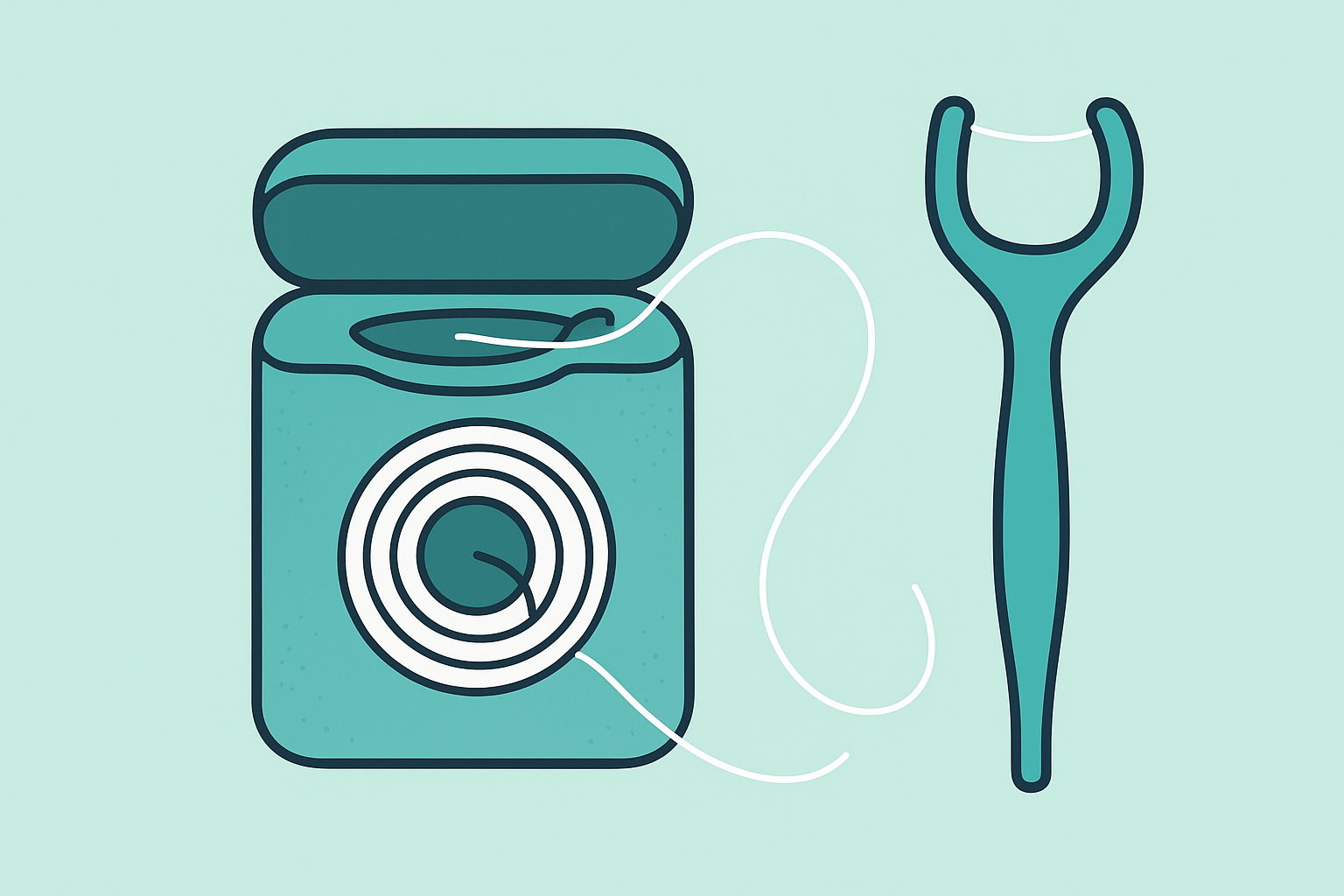 치실 사용하는 가족의 모습