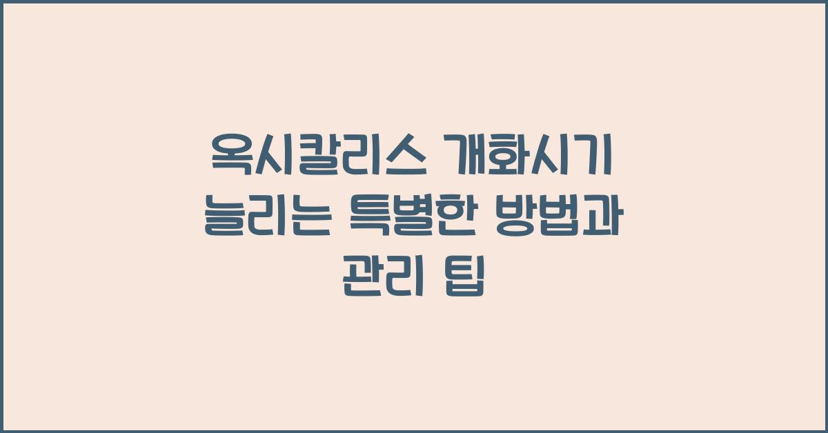 옥시칼리스 개화시기 늘리는 특별한 방법