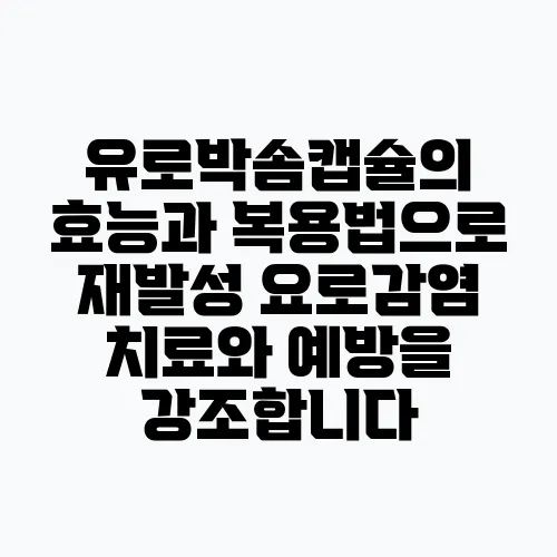유로박솜캡슐의 효능과 복용법으로 재발성 요로감염 치료와 예방을 강조합니다