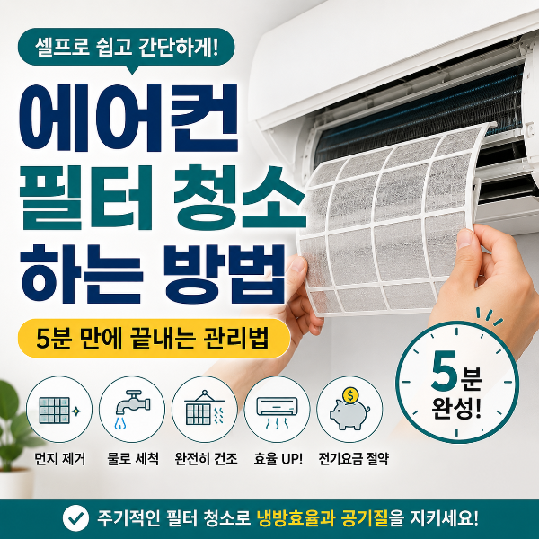 에어컨 필터청소 하는 방법 간단요약한 인포그래피