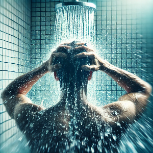 찬물 샤워하는 모습