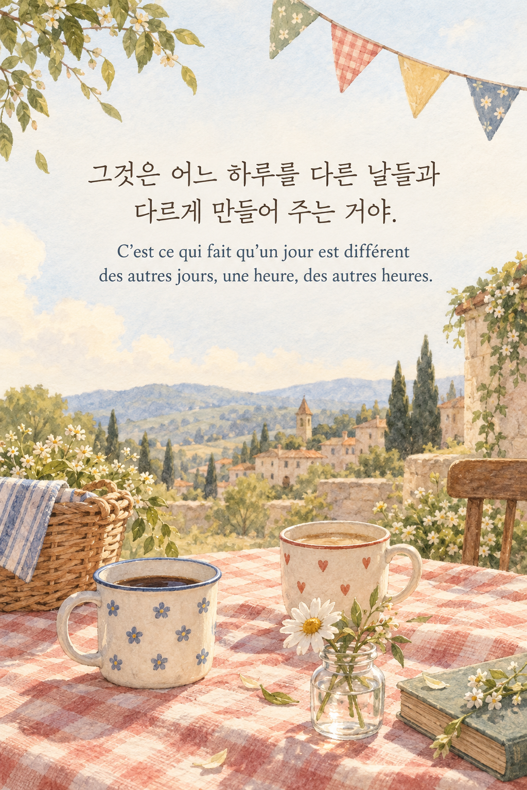 그것은 어느 하루를 다른 날들과 다르게 만들어 주는 거야. 프랑스어 원문과 함께 담은 어린 왕자 그림 이미지