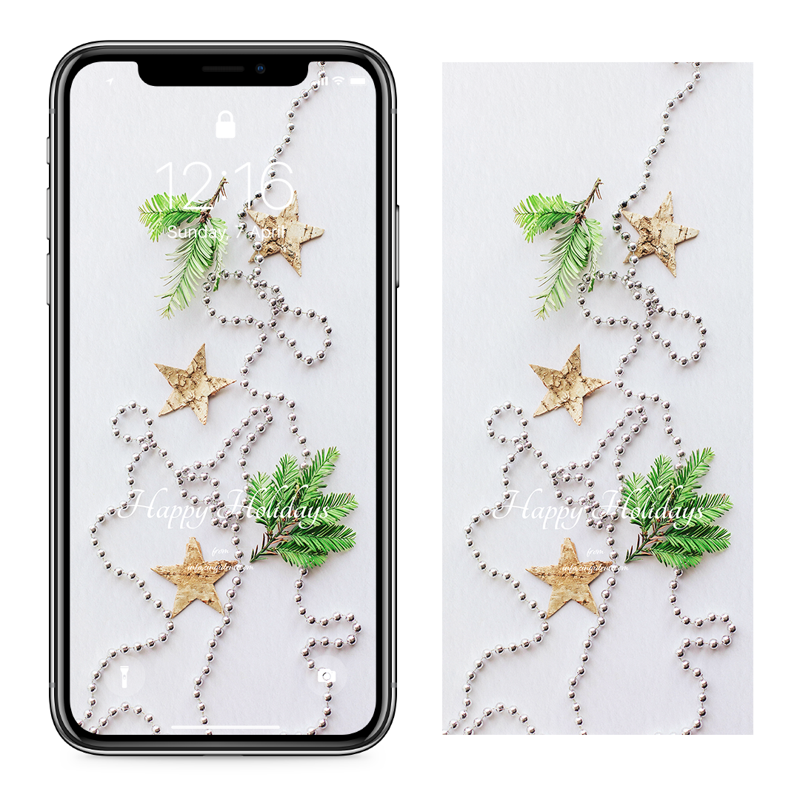 07 소나무 가지와 별장식 C - Happy Holidays 크리스마스배경화면