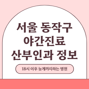 서울 동작구 야간진료 산부인과 병원 (18시 이후 늦게까지하는 병원)
