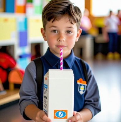 종이 우유곽에 담긴 우유