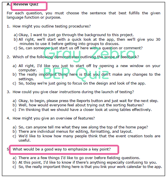 비지니스 영어 퀴즈 이미지