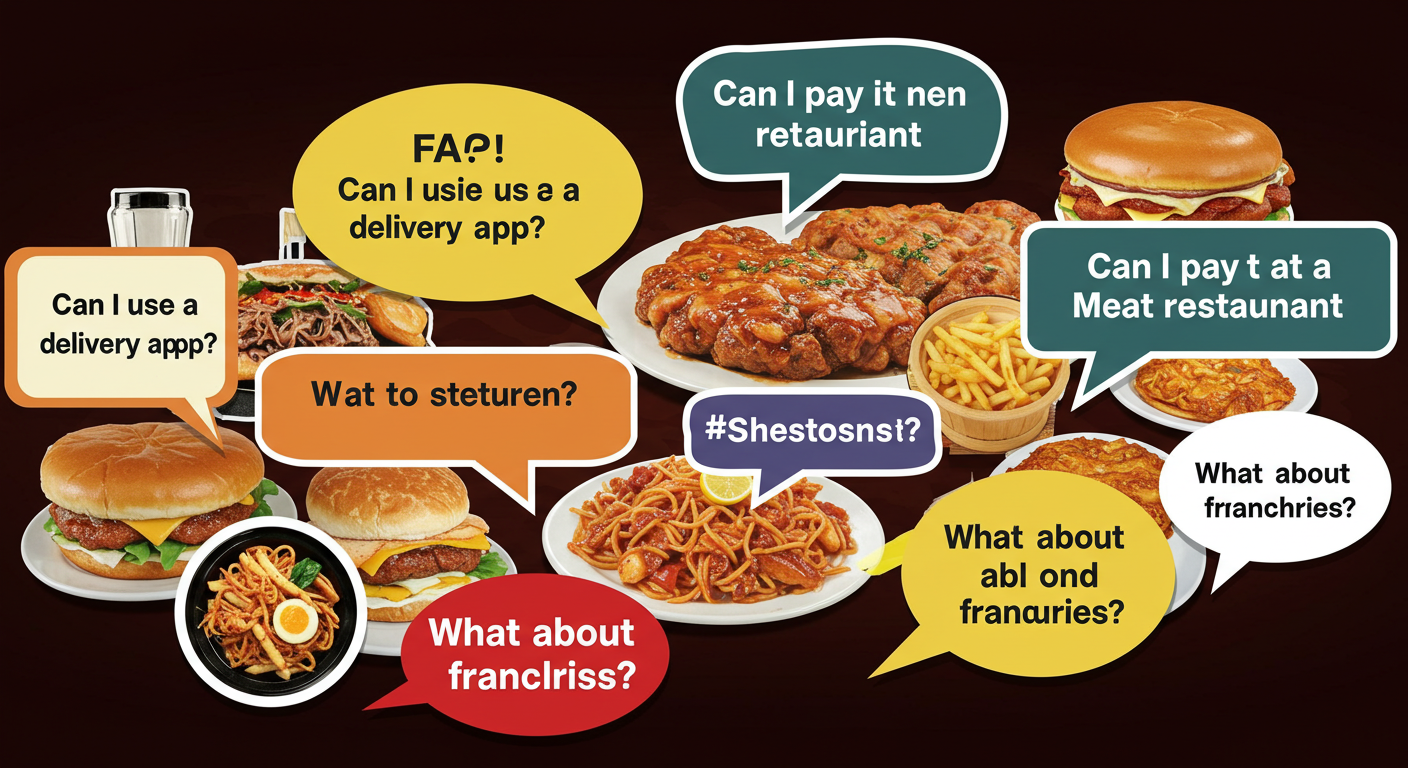 음식점 소비쿠폰 관련 소비자 질문을 시각화한 삽화