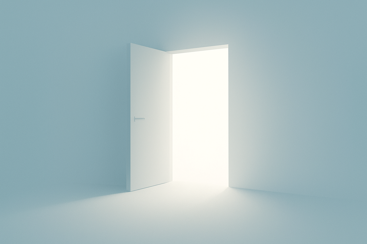 마운자로 이후 회복 전환을 상징하는 열린 문과 빛이 들어오는 공간 이미지