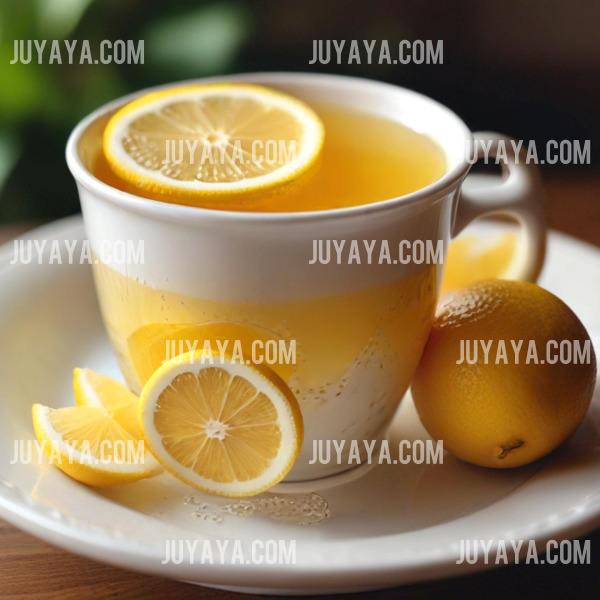 흰색 컵에 담긴 레몬 슬라이스가 떠 있는 레몬차. 상큼하면서도 따뜻한 겨울 음료의 상징.