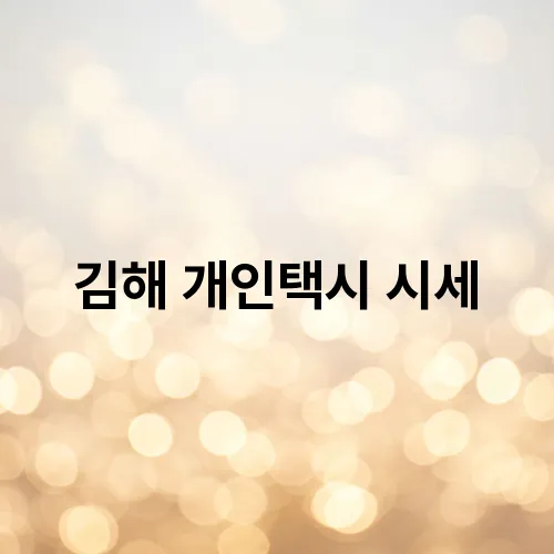 김해 개인택시 시세