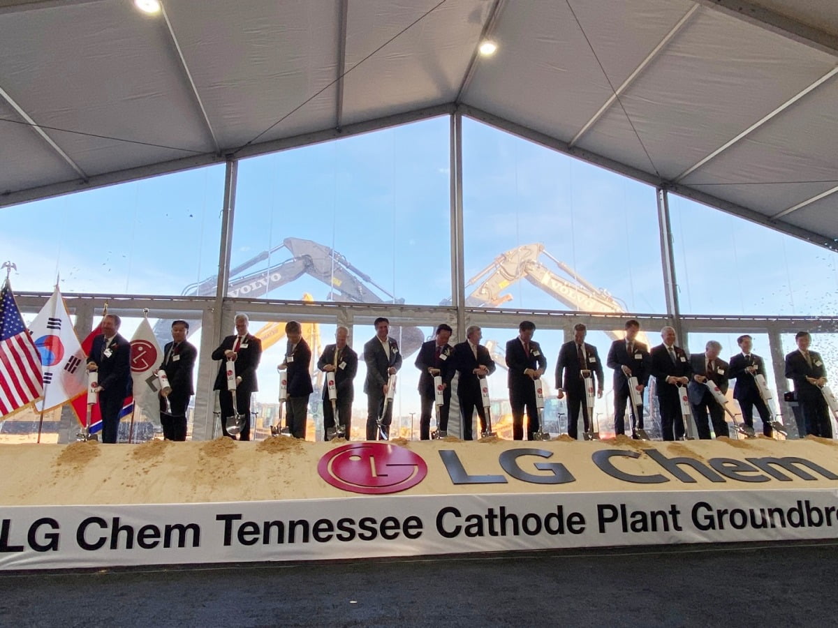 미국 테네시주 클락스빌에서 2023년 12월 19일(현지 시간) 열린 LG화학 양극재 공장 착공식.