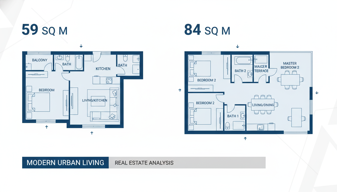 공덕 자이르네 59타입 및 84타입 평면도 및 예상 분양가 비교 인포그래픽