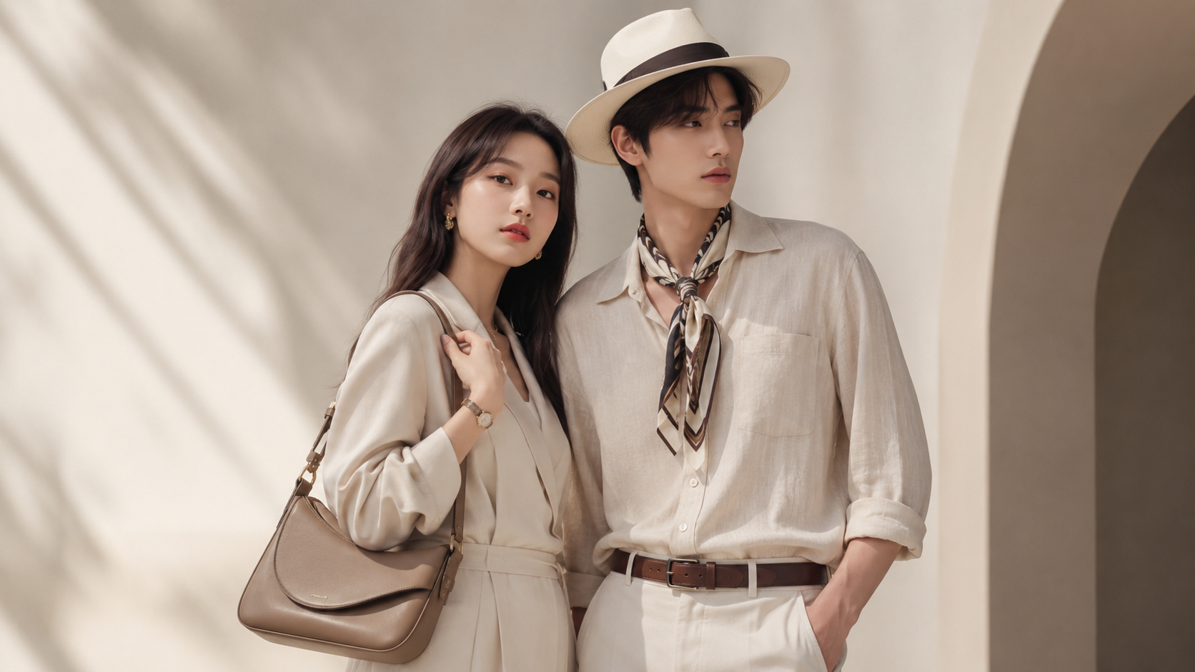 Representative image of a fashion accessory product detail page featuring AI model lookbooks and styling scenes