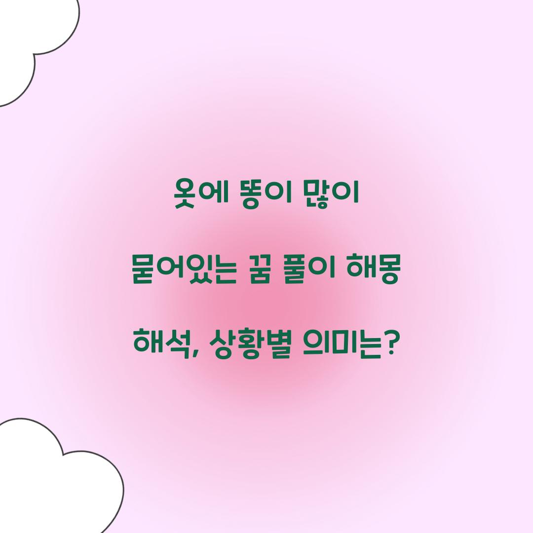 옷에 똥이 많이 묻어있는 꿈 풀이 해몽 해석