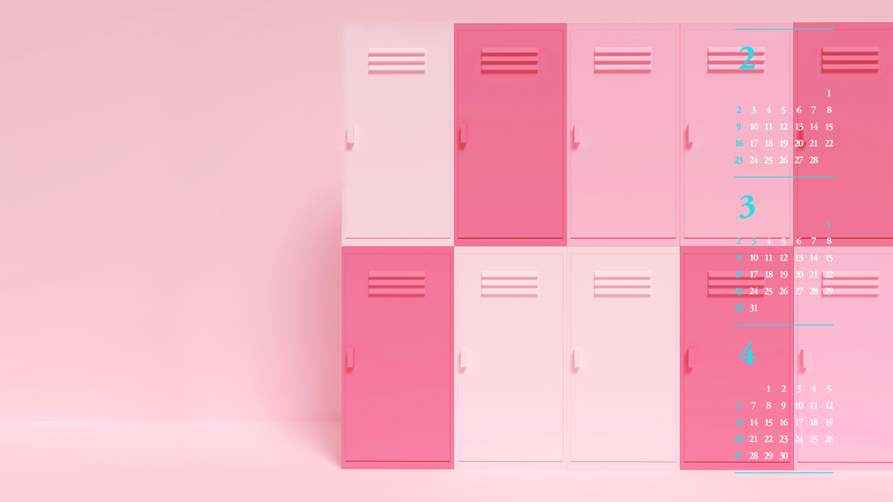 04 핑크색 사물함 B - 2025년3월 노트북배경화면