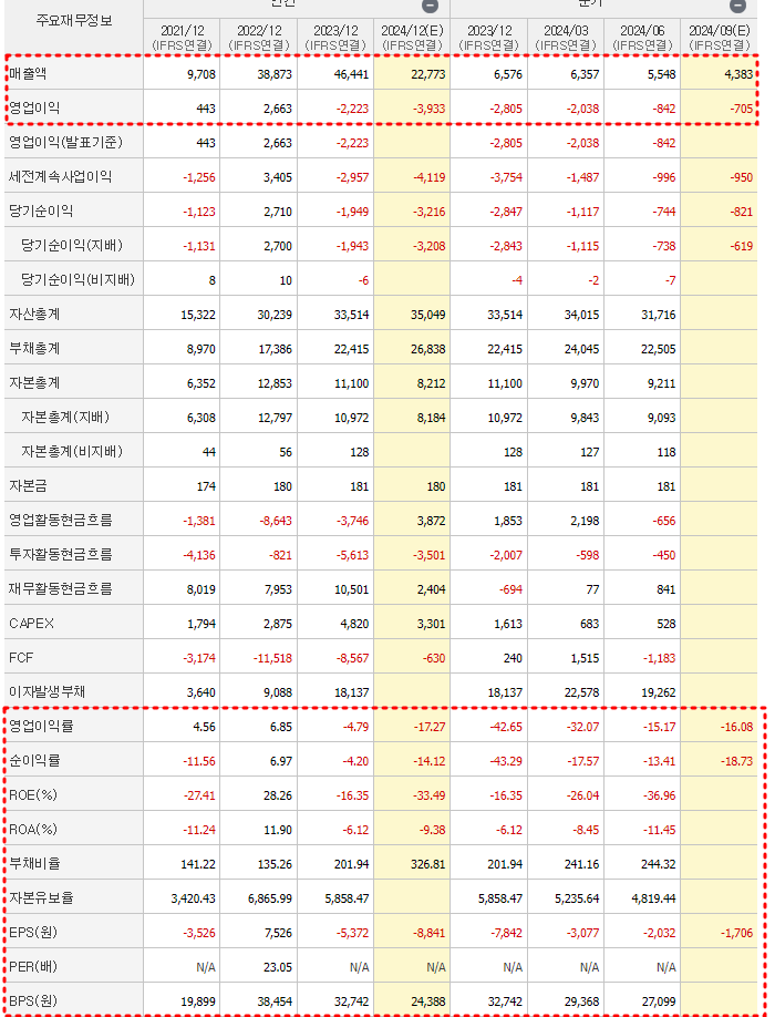 엘앤에프 재무제표
