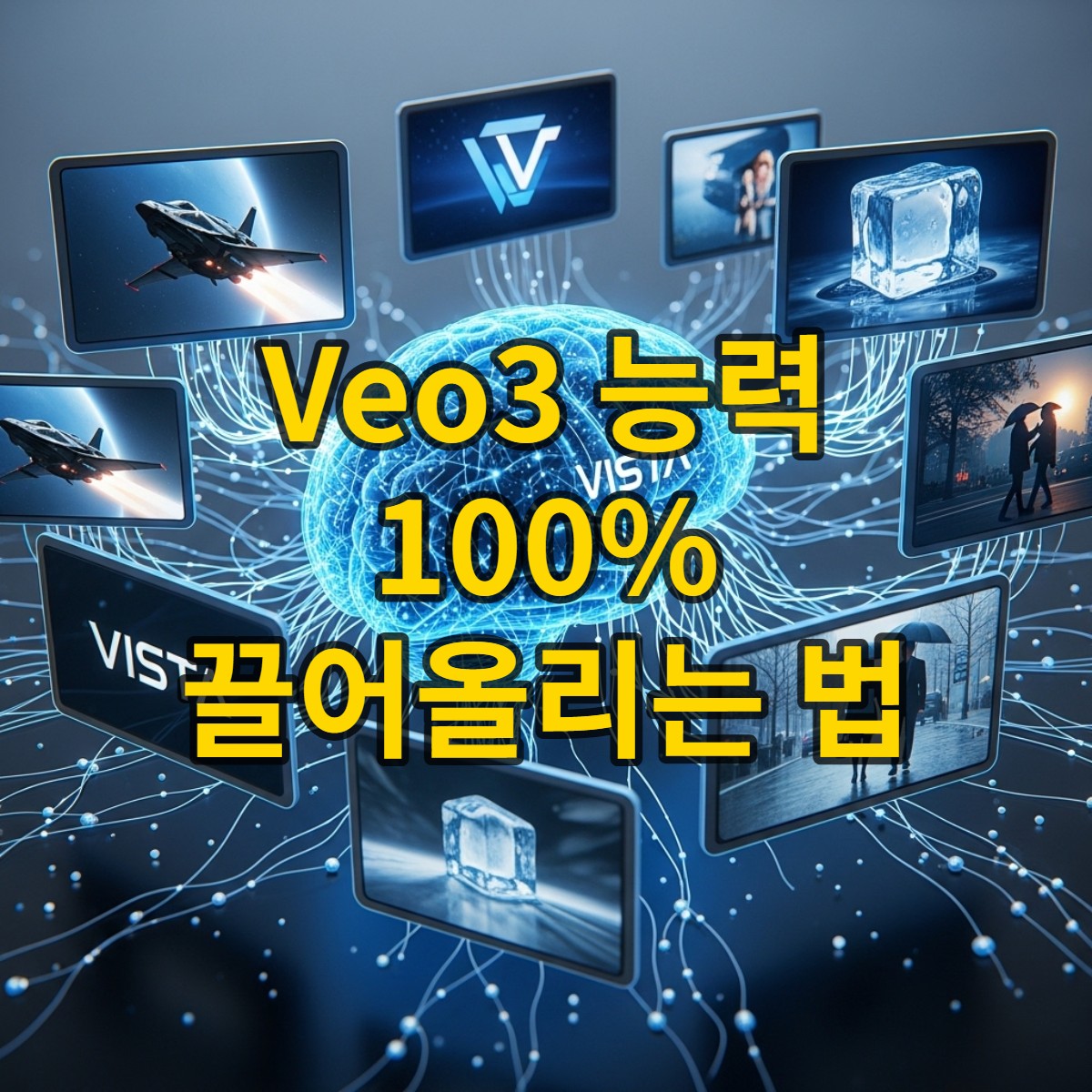 AI 영상 품질을 혁신하는 VISTA 멀티 에이전트 시스템을 시각적으로 표현한 디지털 아트