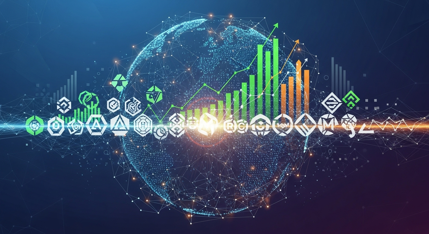 글로벌 AI 투자 및 분산 투자를 상징하는 동적인 이미지. 세계 지도와 연결된 네트워크, 상승하는 그래프가 다양성을 표현합니다.