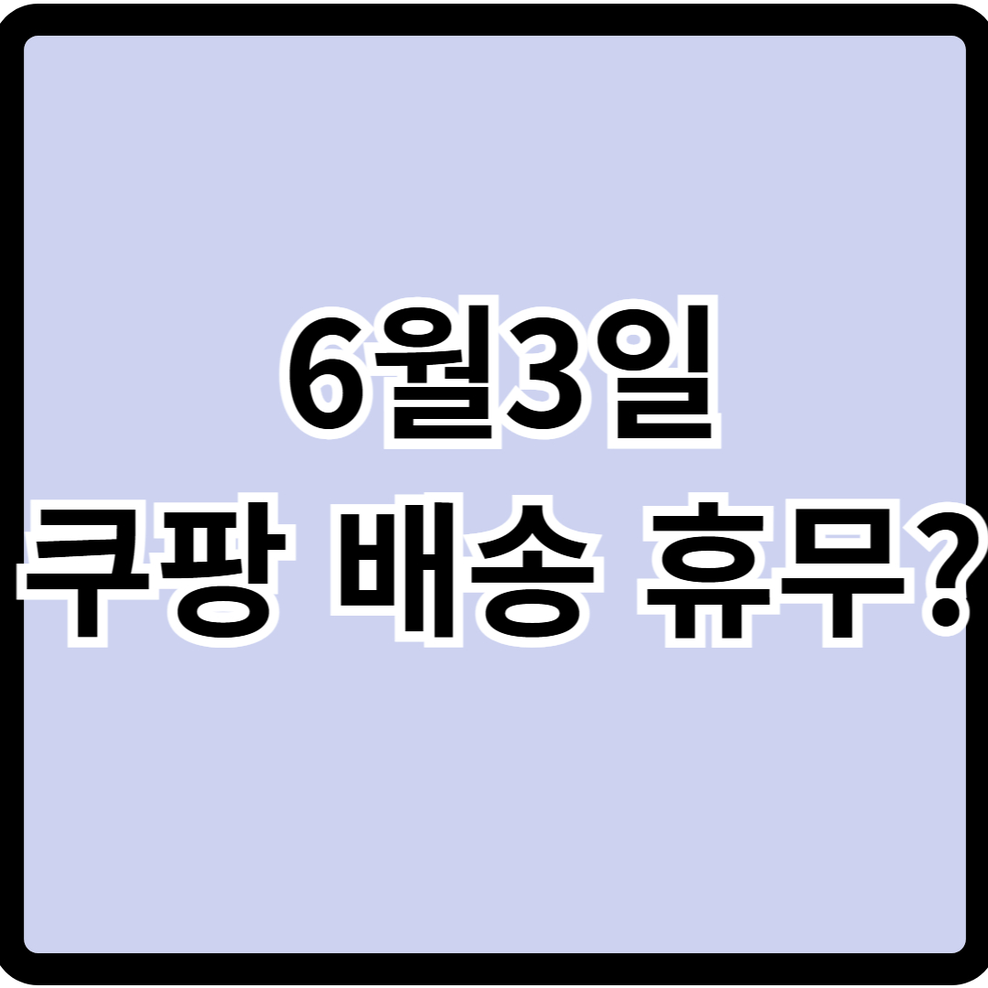 6월3일 쿠팡 배송 휴무?