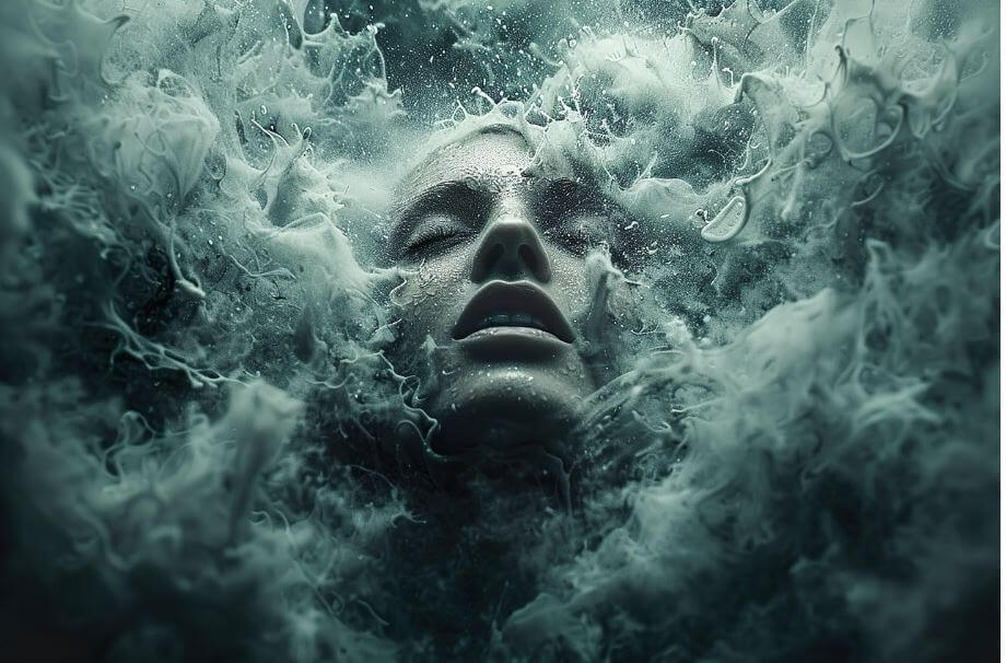 사람과 연기의 일체가 된 모습