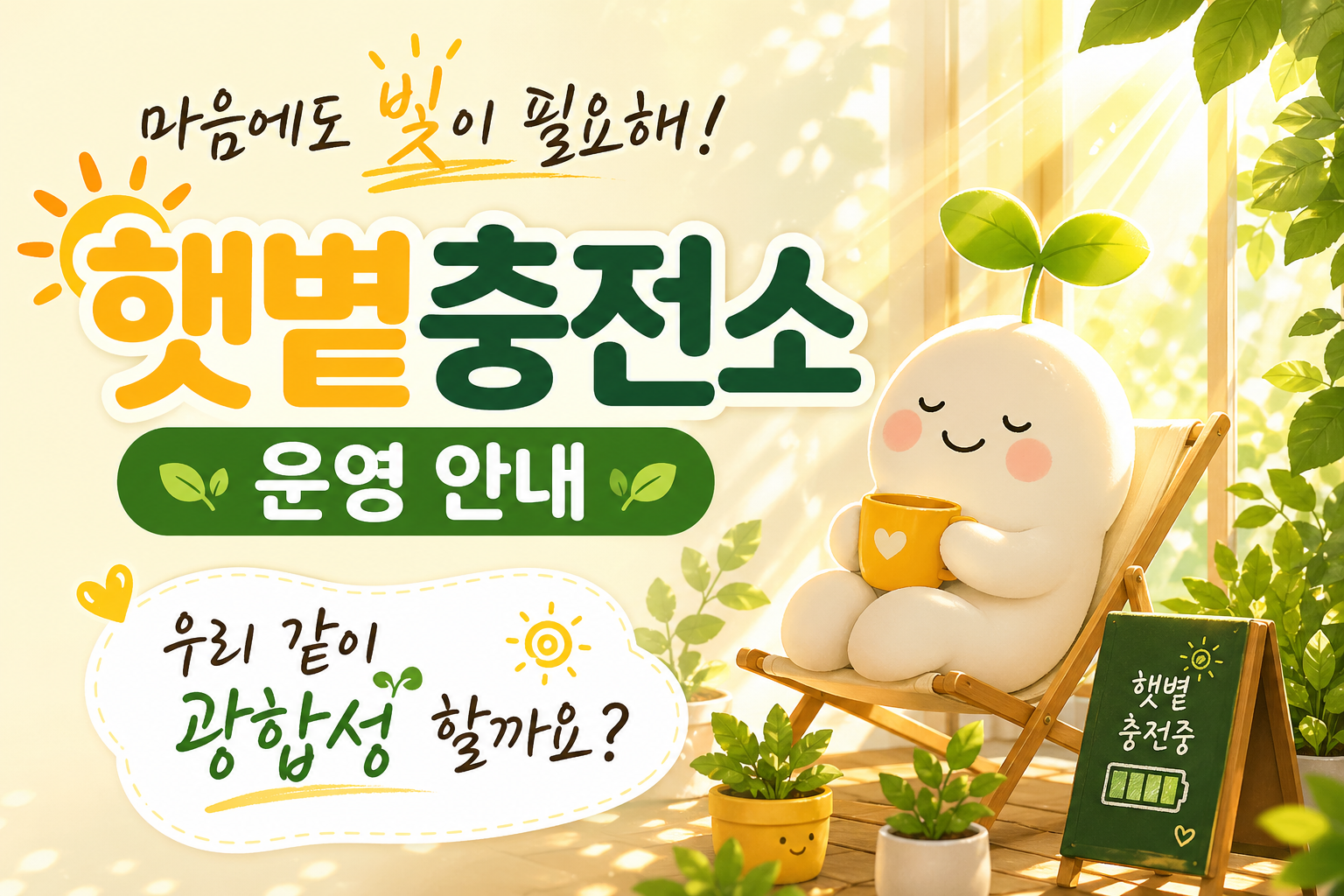 마음에도 빛이 필요해! '햇볕충전소' 운영 안내: 우리 같이 광합성 할까요?