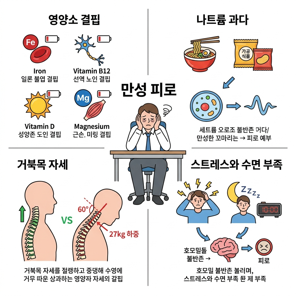 만성피로 (수면부족&middot;영양결핍&middot;자세&middot;운동, 피로의 진짜 원인 총정리)