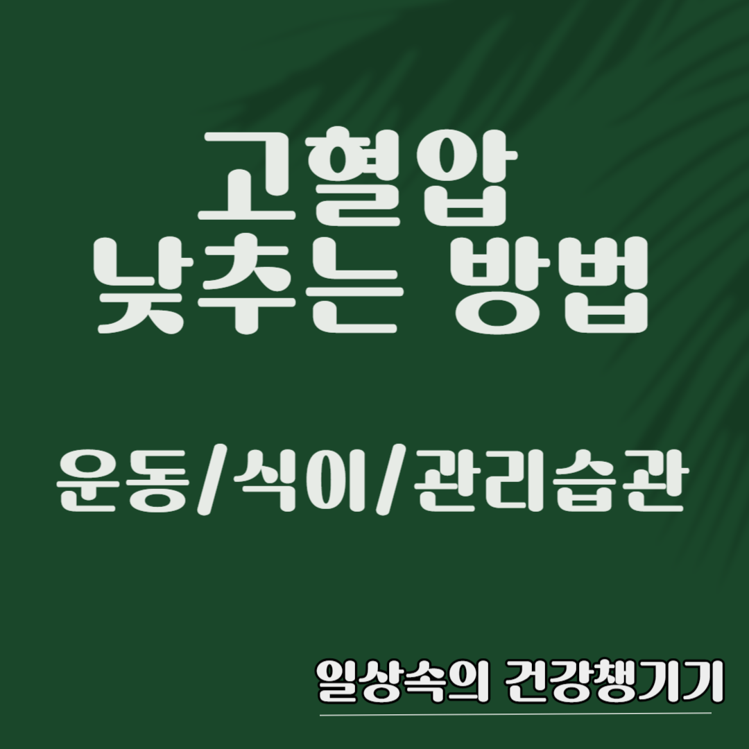 고혈압 낮추는 방법