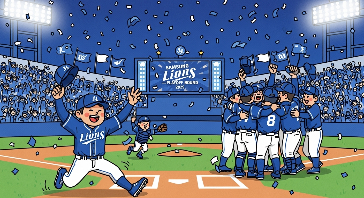 삼성라이온즈 상위라운드 진출 관련 일러스트