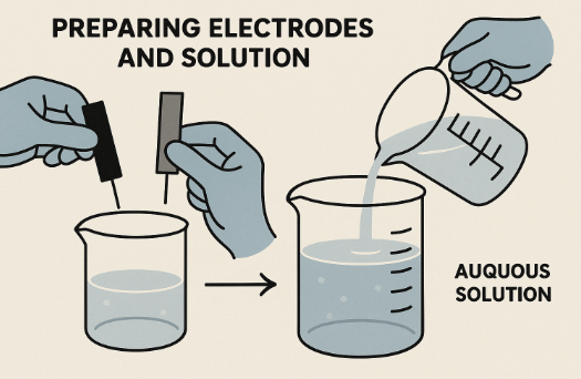 전기분해 실험을 위한 전극과 용액 준비법