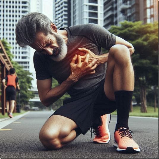 양송이버섯 효능 심혈관 건강, 조깅 중 심장 통증이 있는 노인 사진