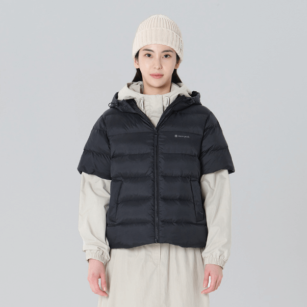 피코-우먼스-반팔-후드경량다운