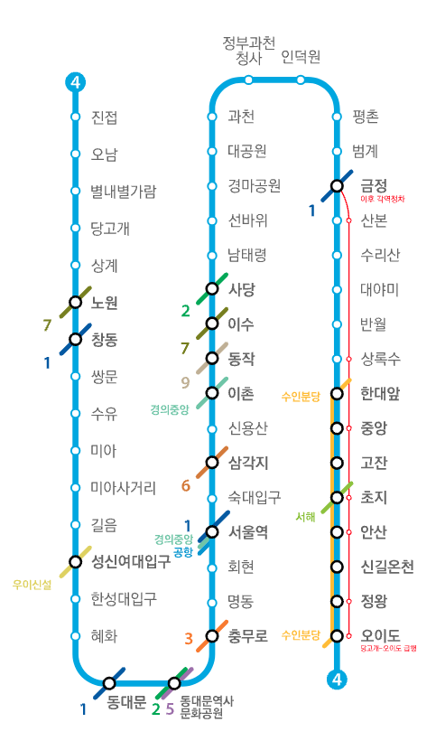 서울 지하철 4호선 노선도 크게보기
