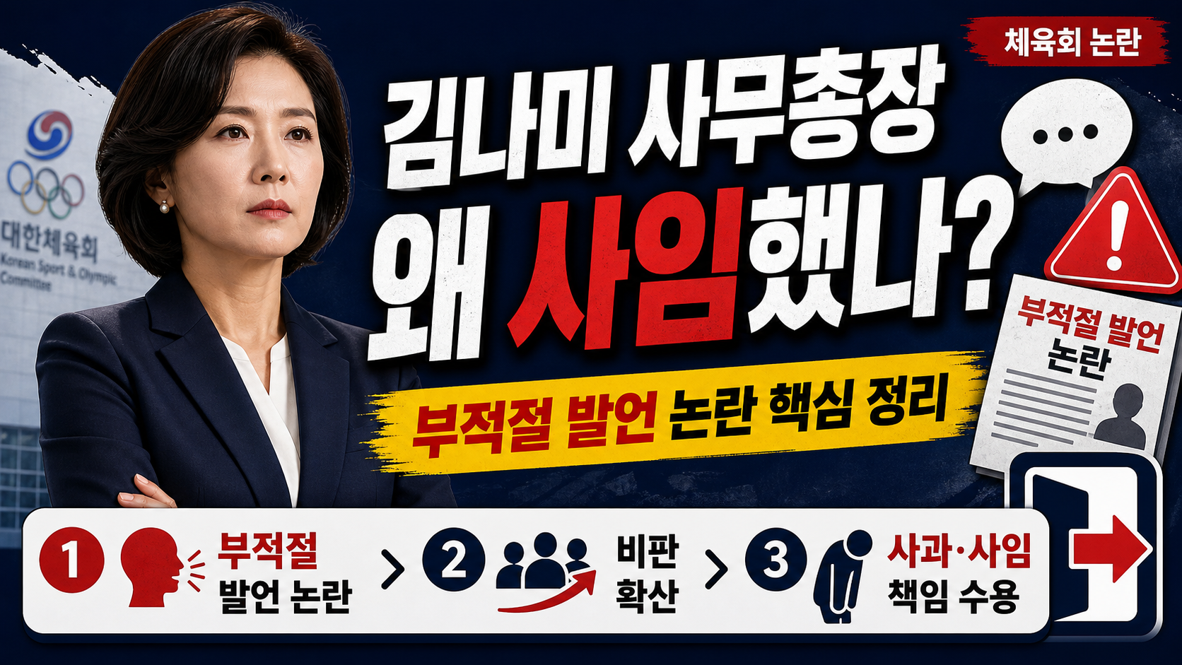 김나미 체육회 사무총장 왜 사임했나, 부적절 발언 논란 핵심 정리