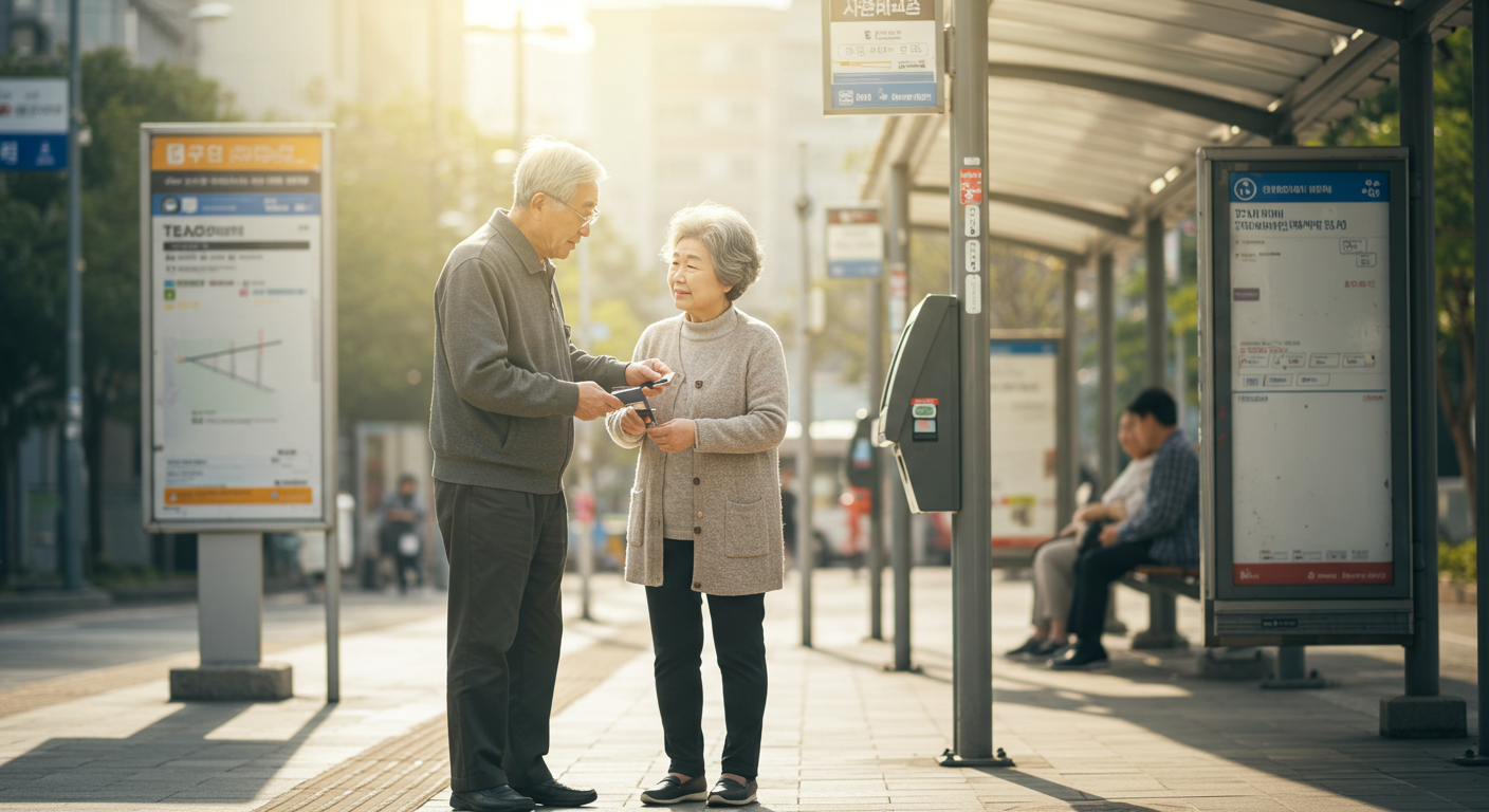 elderly using bus card in Siheung transportation support program (시흥시 어르신 교통비 지원사업 버스 이용 장면)