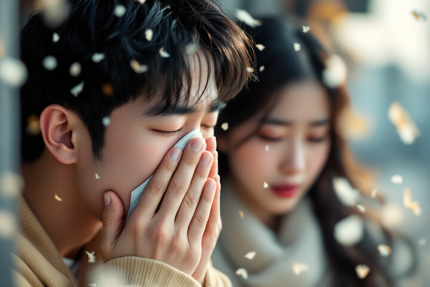 꽃가루 알레르기 증상 남성 여성 이미지
