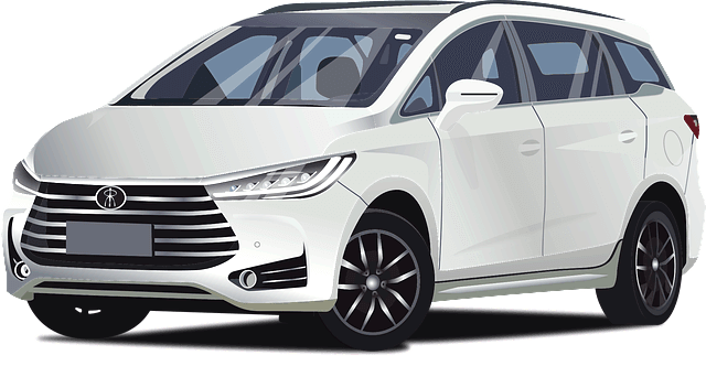 커다란 SUV 하얀색 차량이 주차됐다. 유리창은 검정색이다.