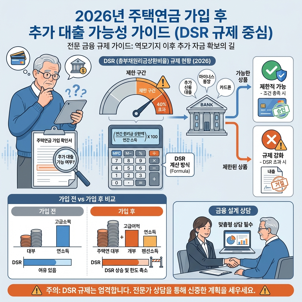 주택연금 가입 후 신용대출 마이너스통장 추가 대출 가능 여부 2026년 DSR 규제와 실전 가이드