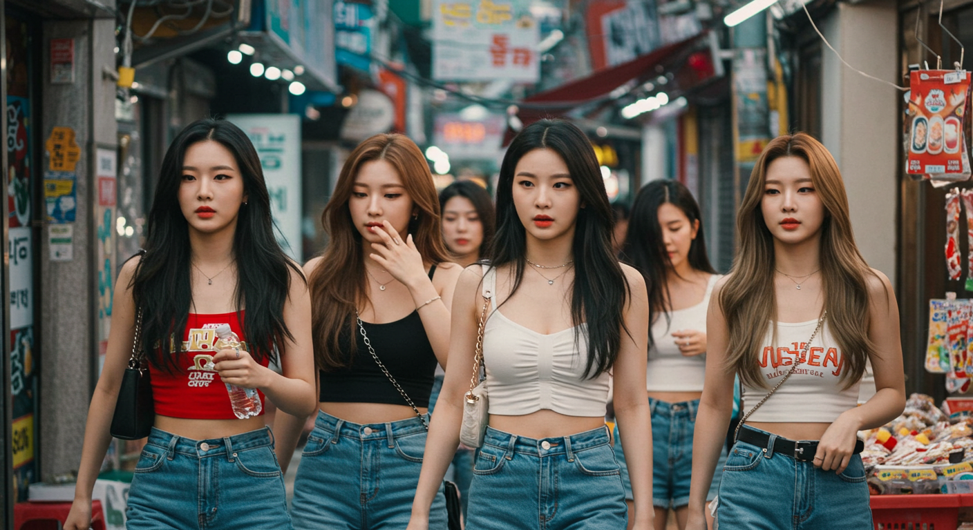 골목시장을 방문한 여자들