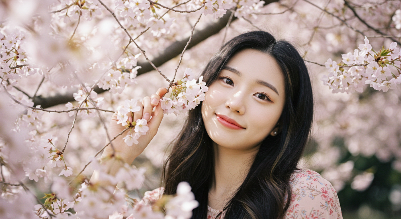 벚꽃놀이를 하는 여자