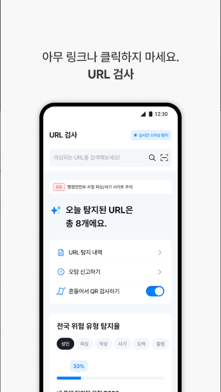 폴라리스 시큐원, 실시간 스미싱 탐지, URL 검색, 악성 코드 탐지
