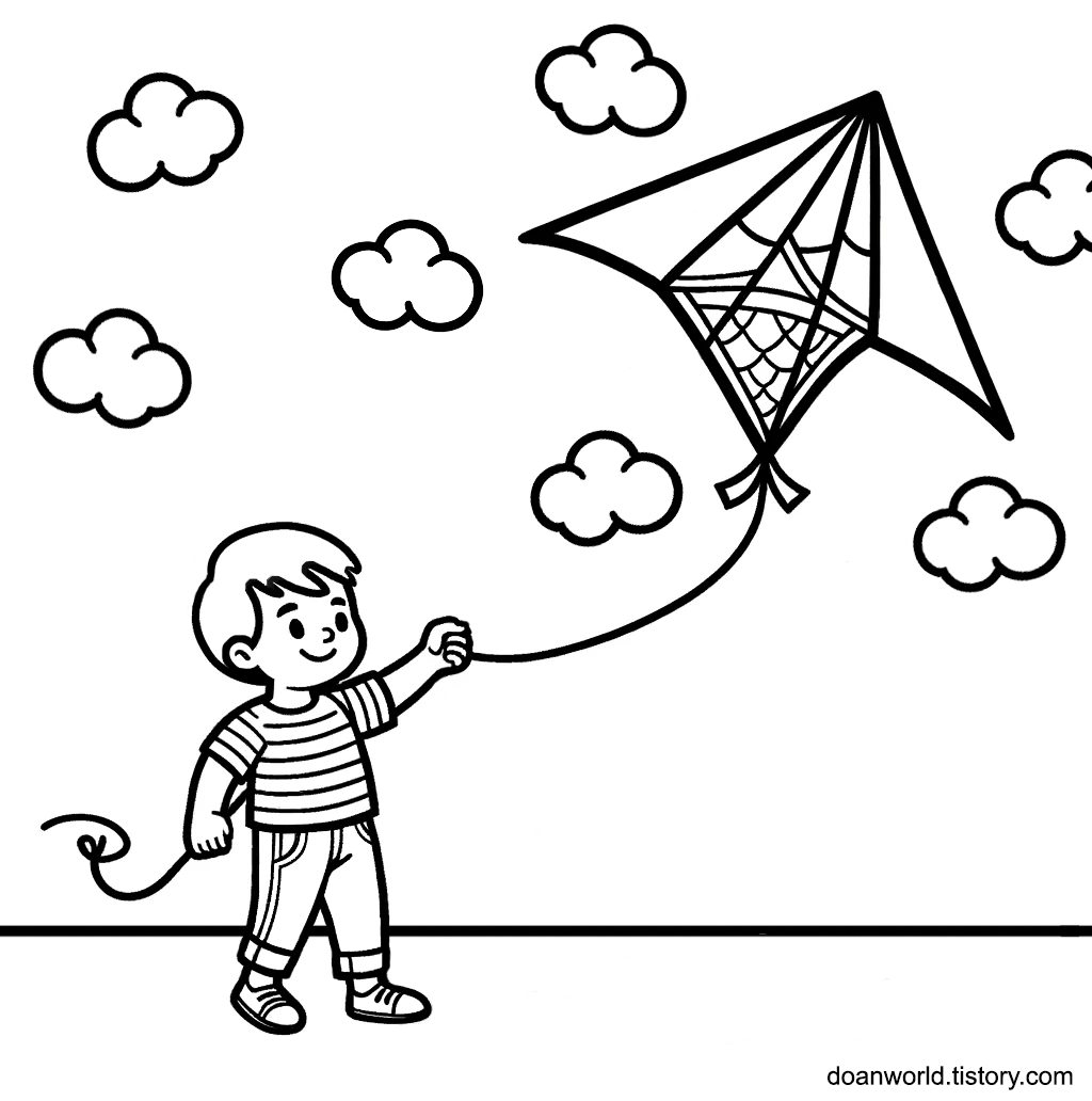 연날리기 색칠공부 도안