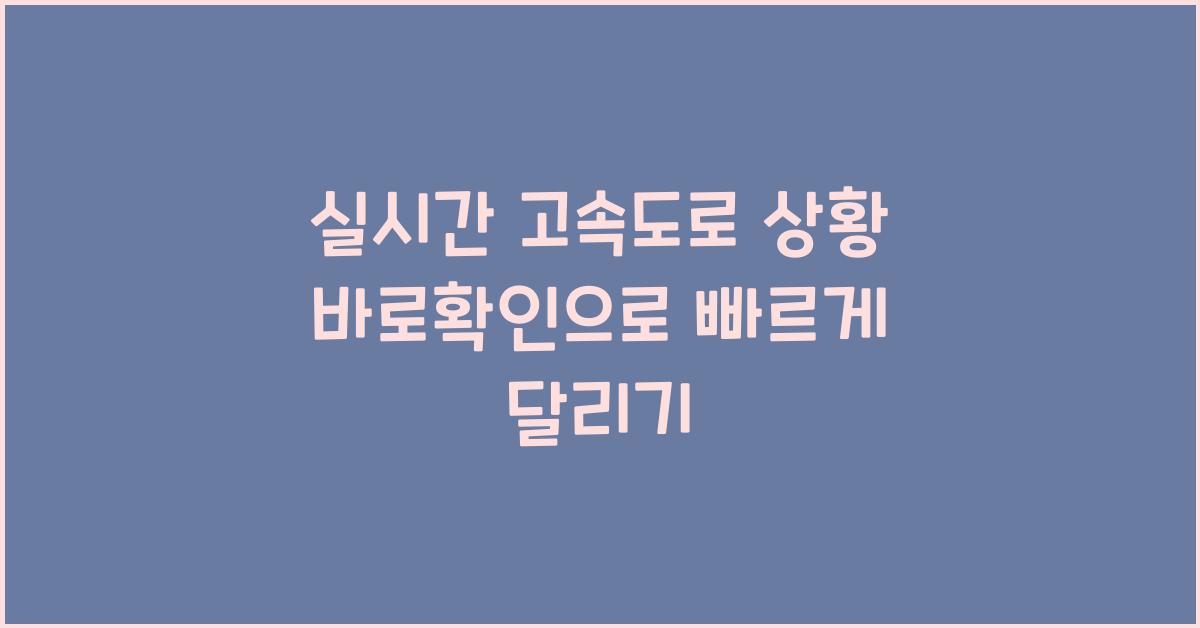 실시간 고속도로 상황 바로확인
