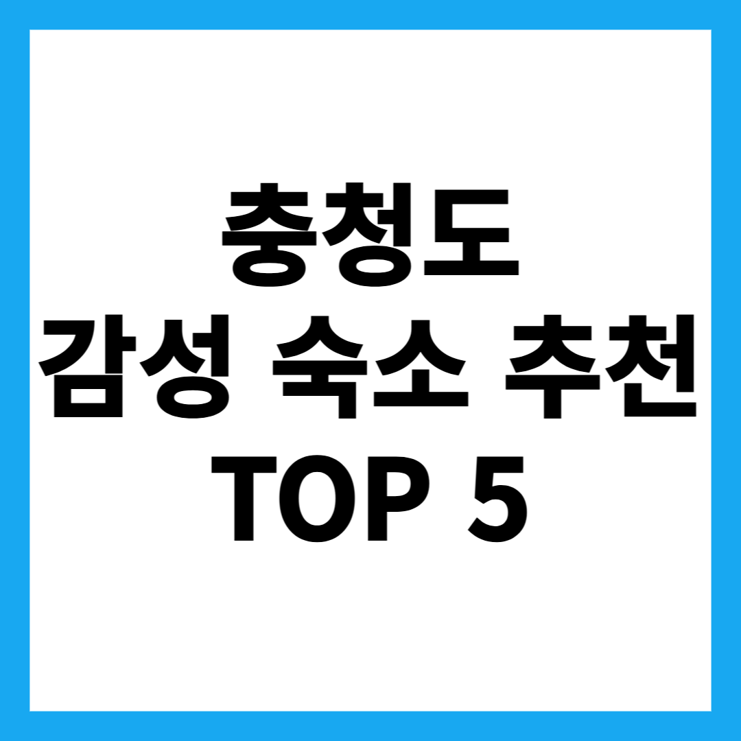 충청도 감성 숙소 추천 TOP 5