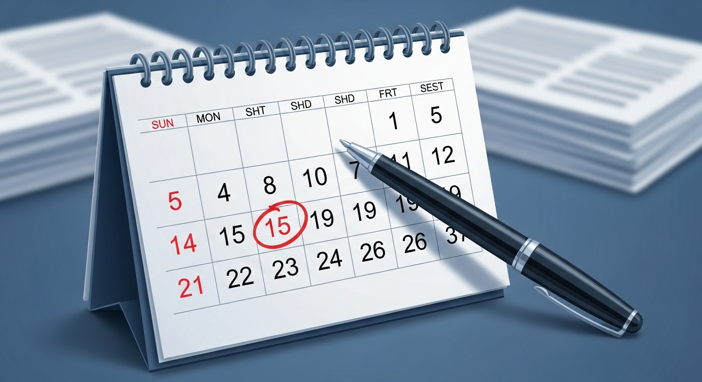 전월세 신고 기한을 표시한 달력과 서류