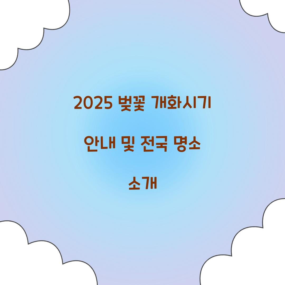벚꽃 개화시기 2025
