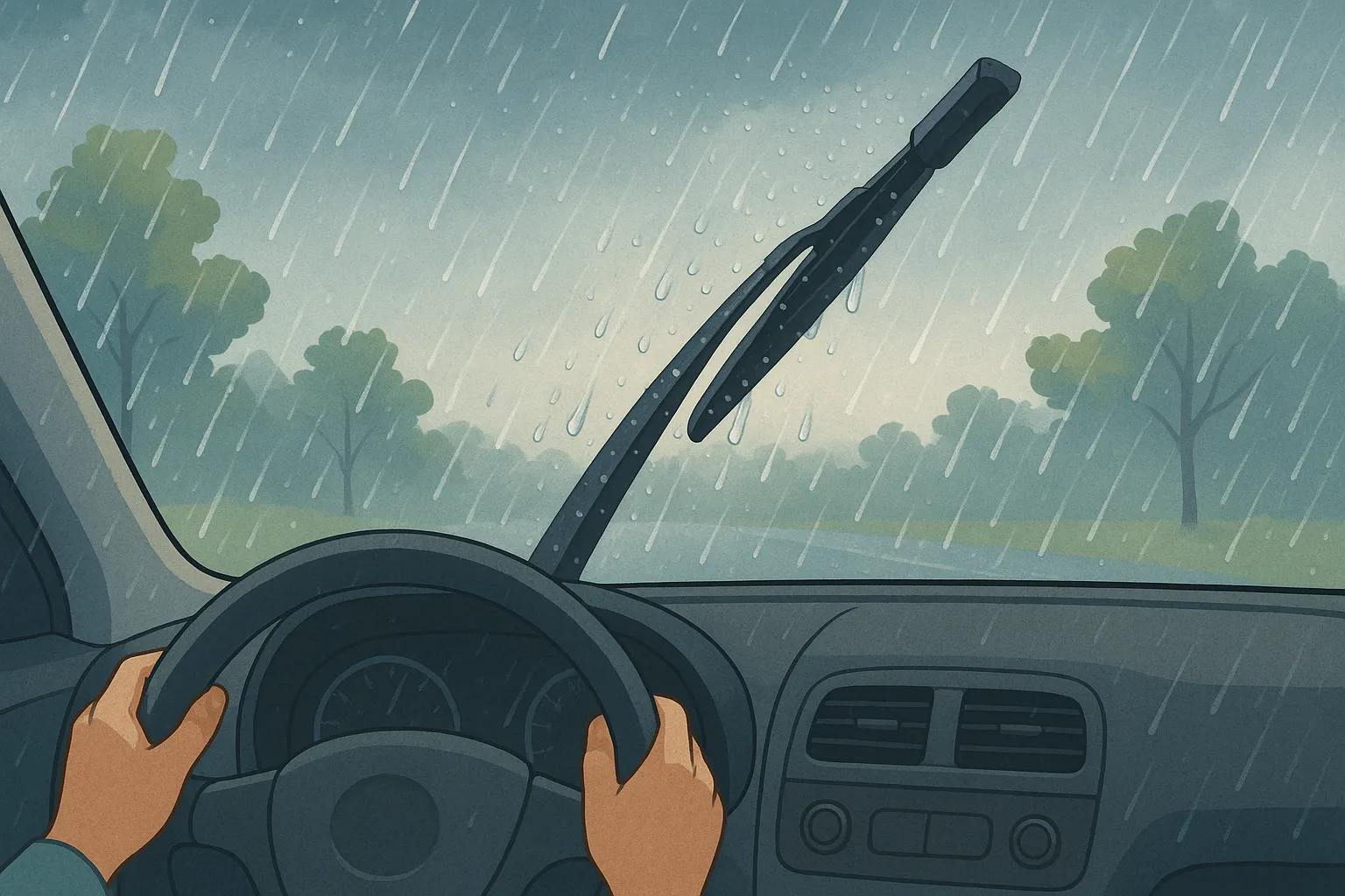 비오는-날-자동차-앞유리를-닦는-와이퍼의-모습-와이퍼가-뿌드득-소리를-내는-이유를-상징적으로-표현한-장면