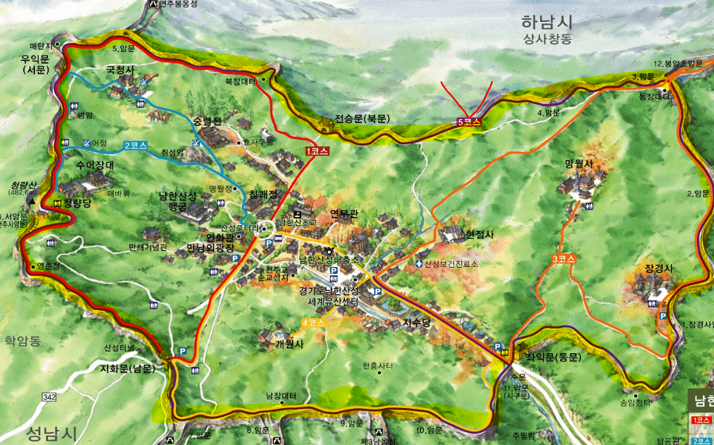 남한산성 지도 및 주차장